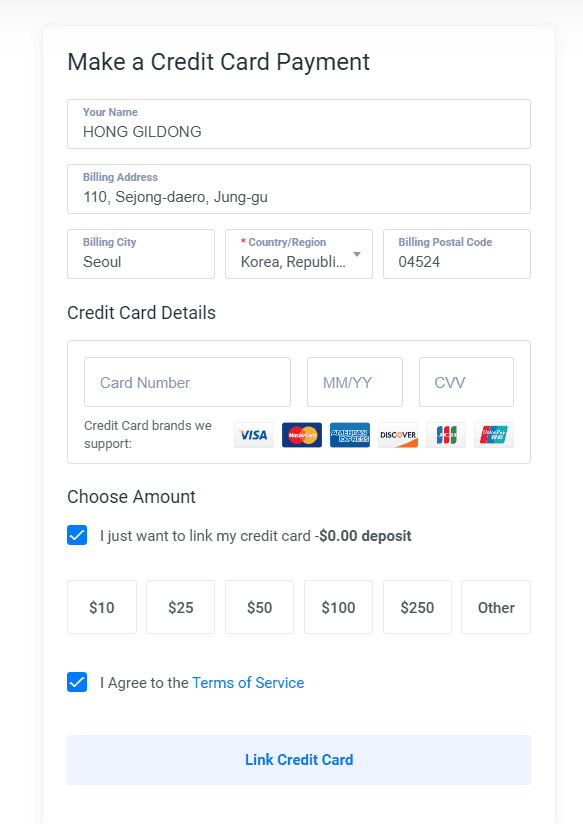 make a credit card form