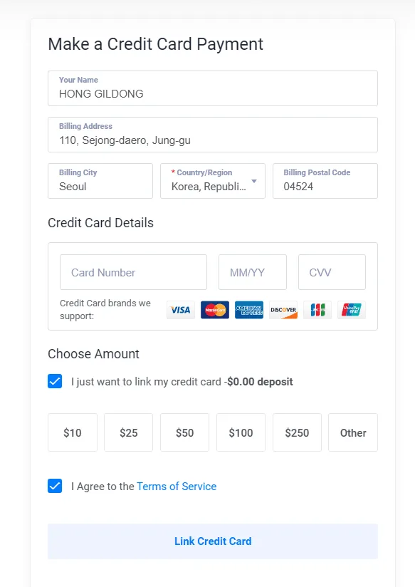 make a credit card form